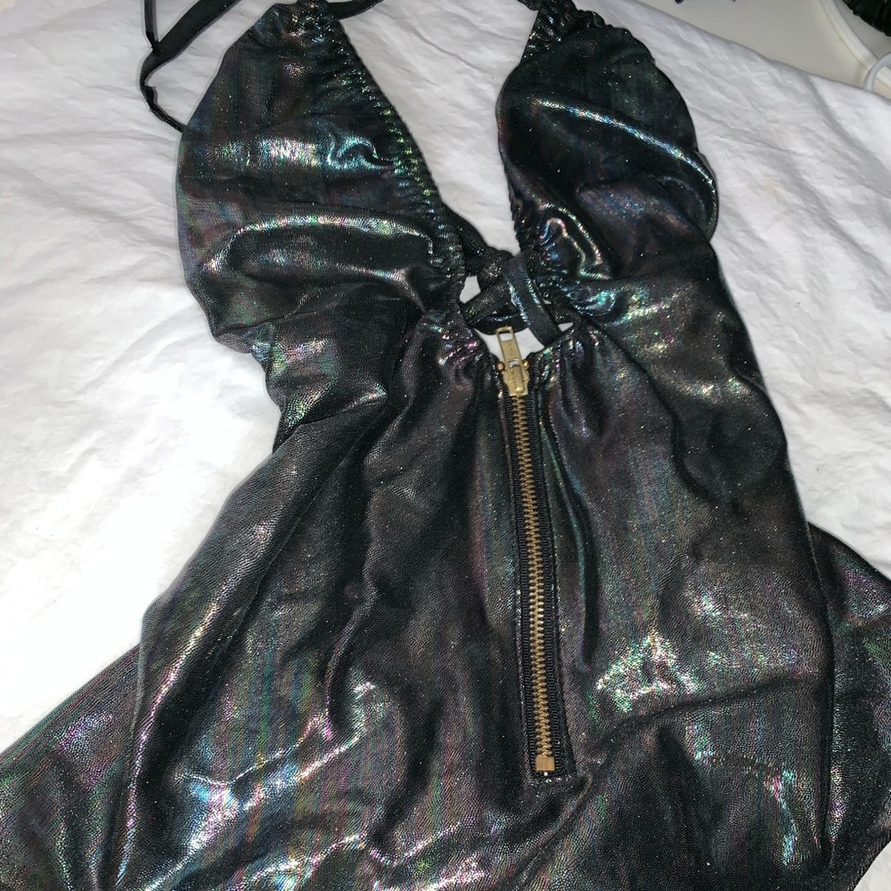 Black oil slick body suit iHeart Raves
